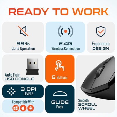 Delton S30 Wireless Ergonomic Optical Mouse, Black (DMERGS30-WB)