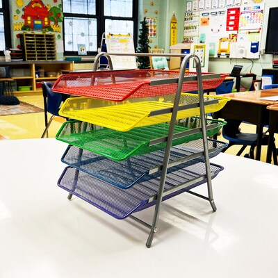 Mind Reader 5-Compartment Metal Desk Tray, Multicolor (5TPAPER-ASST)
