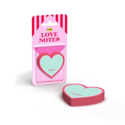 Post-it Notes, 2 x 2 Heart, Love Notes Collection, 100 Sheet/Pad (SVAL26-HN-8)
