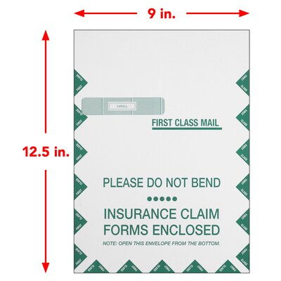ComplyRight UB-04 Self Seal Document Envelopes, 9" x 12 1/2", White/Green, 100/Box (1492LL)