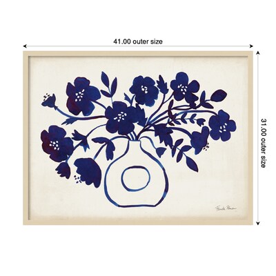 Amanti Art Modern Blue Vase II by Farida Zaman Wood Framed Wall Art Print, 41" x 31" (A42677389283)