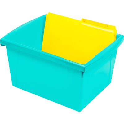 Storex Polypropylene/PP 4 Gallon Classroom Storage Bin, 7.9" x 11.3" x 13.6", Teal, 3/Bundle (STX61477U06C-3)