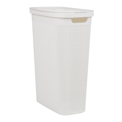 Mind Reader 10.57-Gallon Hamper with Lid, Plastic, White (40FABHAMP-WHT)