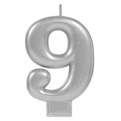 Party City Number 9 Candle, Silver (AM170585)