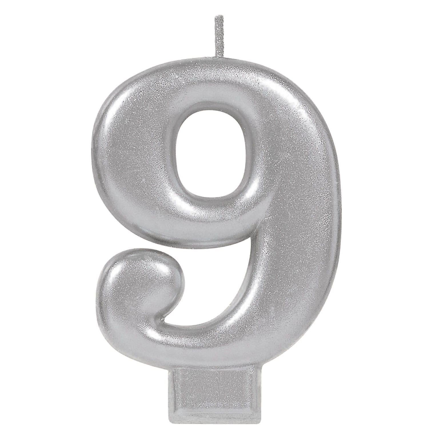 Party City Number 9 Candle, Silver (AM170585)