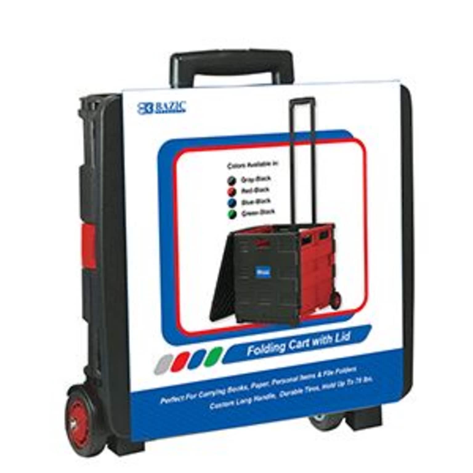 16X 18X 15 Red Black Folding Cart On Wheels W/ Lid Cover