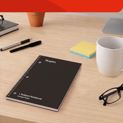 TRU RED 1-Subject Notebook, 8” x 10.5”, College Ruled, 70 Sheets, Black