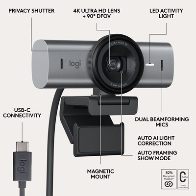 Logitech MX BRIO 705 4K Webcam, 8.5 Megapixel (960-001529)