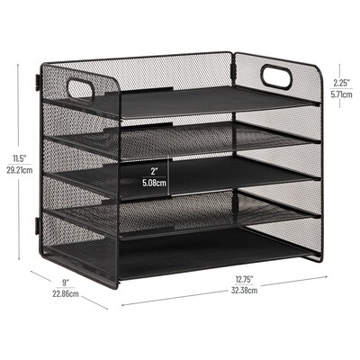 Mind Reader 5-Compartment Metal Desk Tray, Black (5MTROG-BLK)