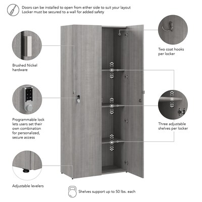 Bush Business Furniture Assure 72"H Single Tier Platinum Gray Storage Lockers (AUS230PGK)