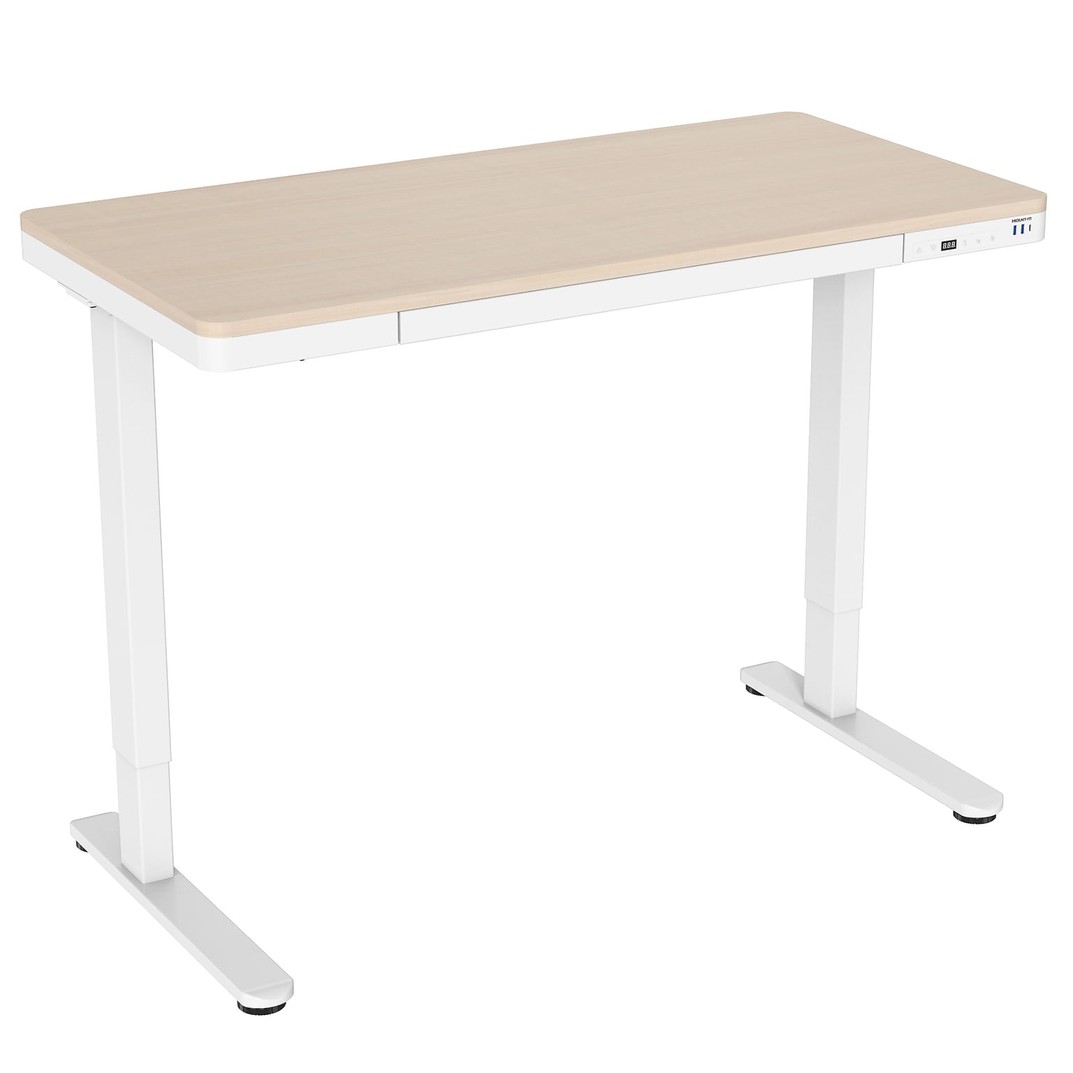 Mount-It! 47W Electric Adjustable Standing Desk, Maple/White (MI-15004)