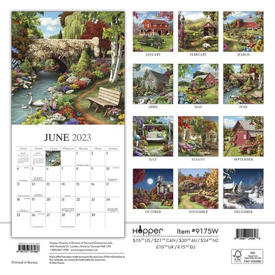 2023 Hopper Studios A Country Walk 12" x 24" Monthly Wall Calendar, (9781773727486)
