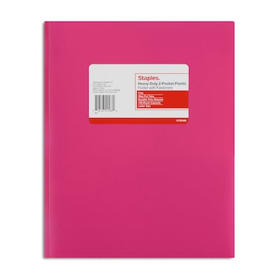 Staples® 2-Pocket Portfolio with Fastener, Pink (55480)