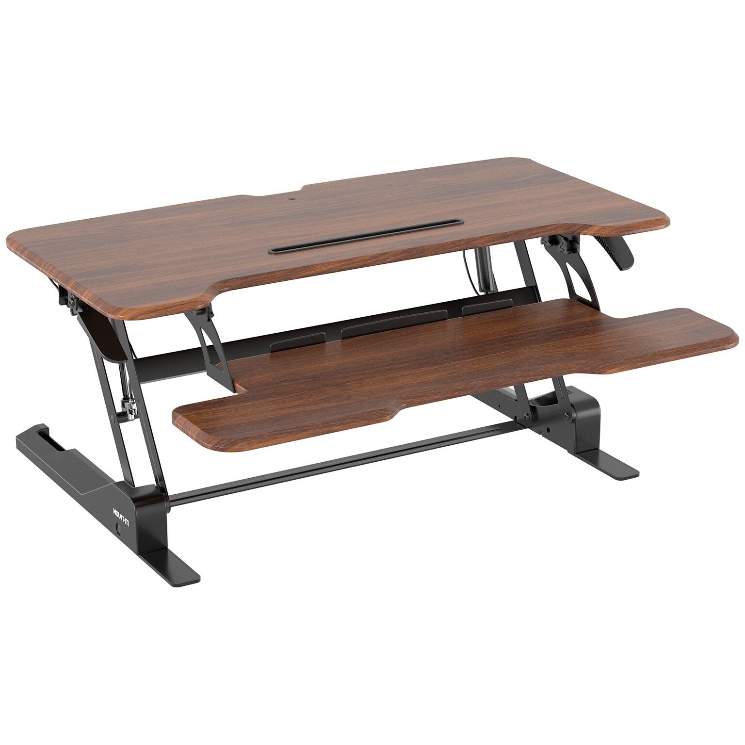 Mount-It! 38W Rectangular Adjustable Mixed Materials Standing Desk Converter, Dark Walnut Woodgrain (MI-15006)