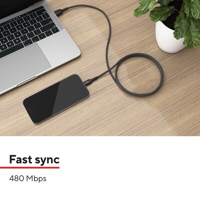 Staples TECH Micro USB to USB-A Charging Cable, 6.5 ft., Black (ST62328)