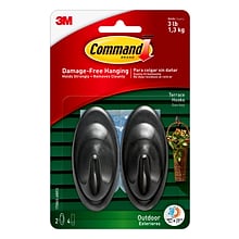 Command™ Outdoor Medium Terrace Hooks, Slate, 2 Hooks (17086S-AWES)