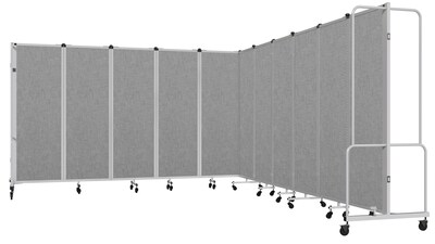 National Public Seating Robo Series 11-Panel Folding Mobile Room Divider, 72"H x 256"W, Grey Fabric (RDG6-11PT02)