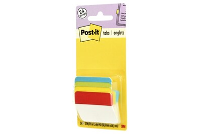 Post-it® Tabs, 2" Wide, Angled, Solid, Assorted Colors, 24 Tabs/Pack (686A-ALYR)