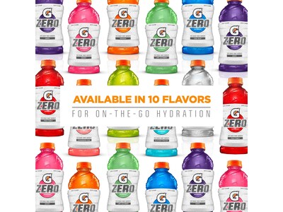 Gatorade Zero Sugar-Free Assorted Flavors Hydration Drink, 20 oz., 12 Bottles/Carton (05887)