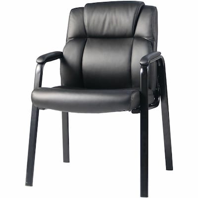 Lorell Cushioned Low-Back Polyurethane Guest Chair with Vinyl Upholstery, Black (LLR59436)