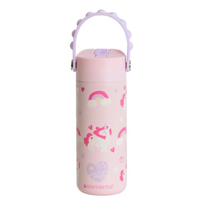 Elemental Core Pop Stainless Steel Double Wall Insulated Water Bottle, 18 oz., Unicorn Magic (EBC18UM26P)