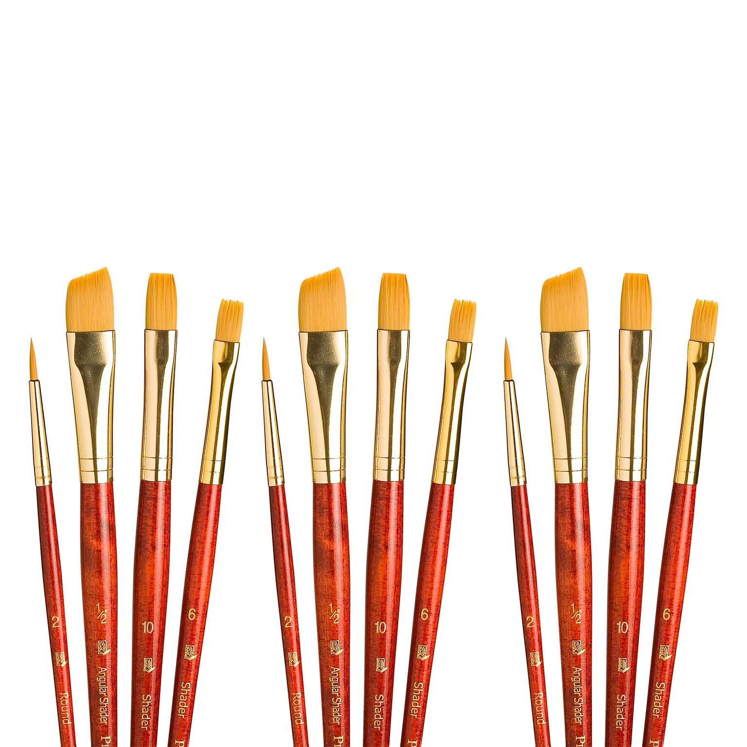 Princeton RealValue Mixed Media Synthetic Taklon Variety Brush Set, Red, 4/Set, 3 Sets/Bundle (PBXPR9123-3)