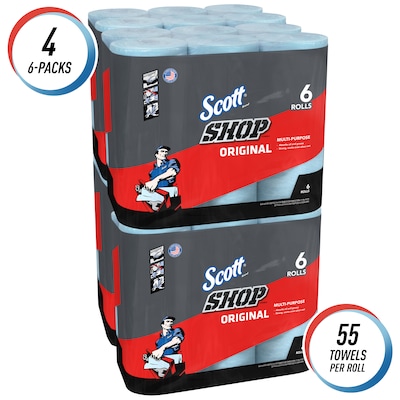 Scott Shop Towels Original, Blue, 55 Towels/Roll, 24 Rolls/Case (75180)