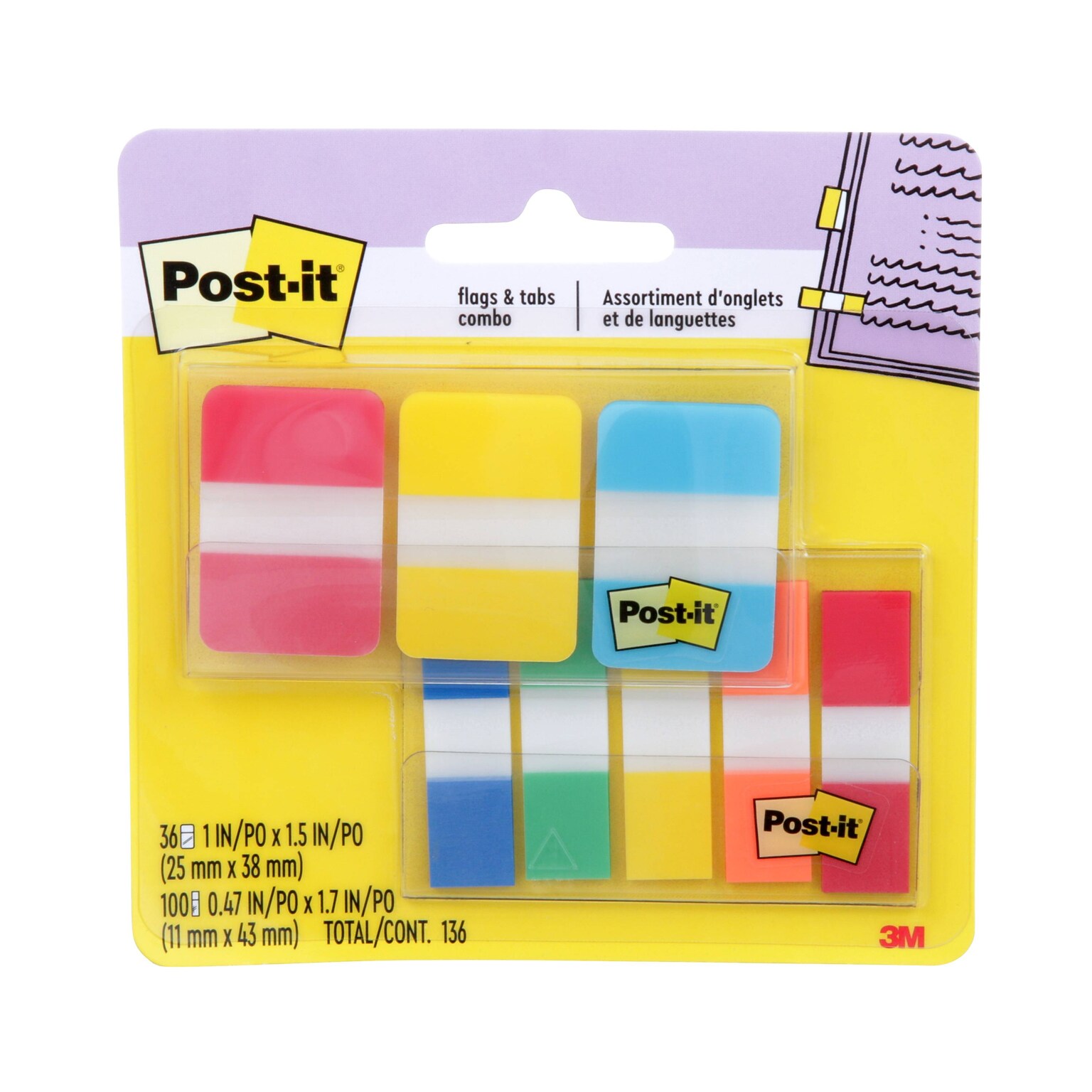 Post-it Tabs & Flags Combo Pack, 136/Pack (686-COMBO1)