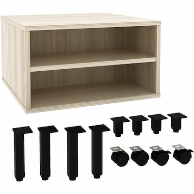 Lorell Modular 24"W x 24"D Laminate Square Reception Table with Storage, Modern Elm (LLR69205)