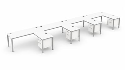 Boss Office Products Simple System 71W L-Shaped Desk, White, 4/Set (SGSD012-203-WT)