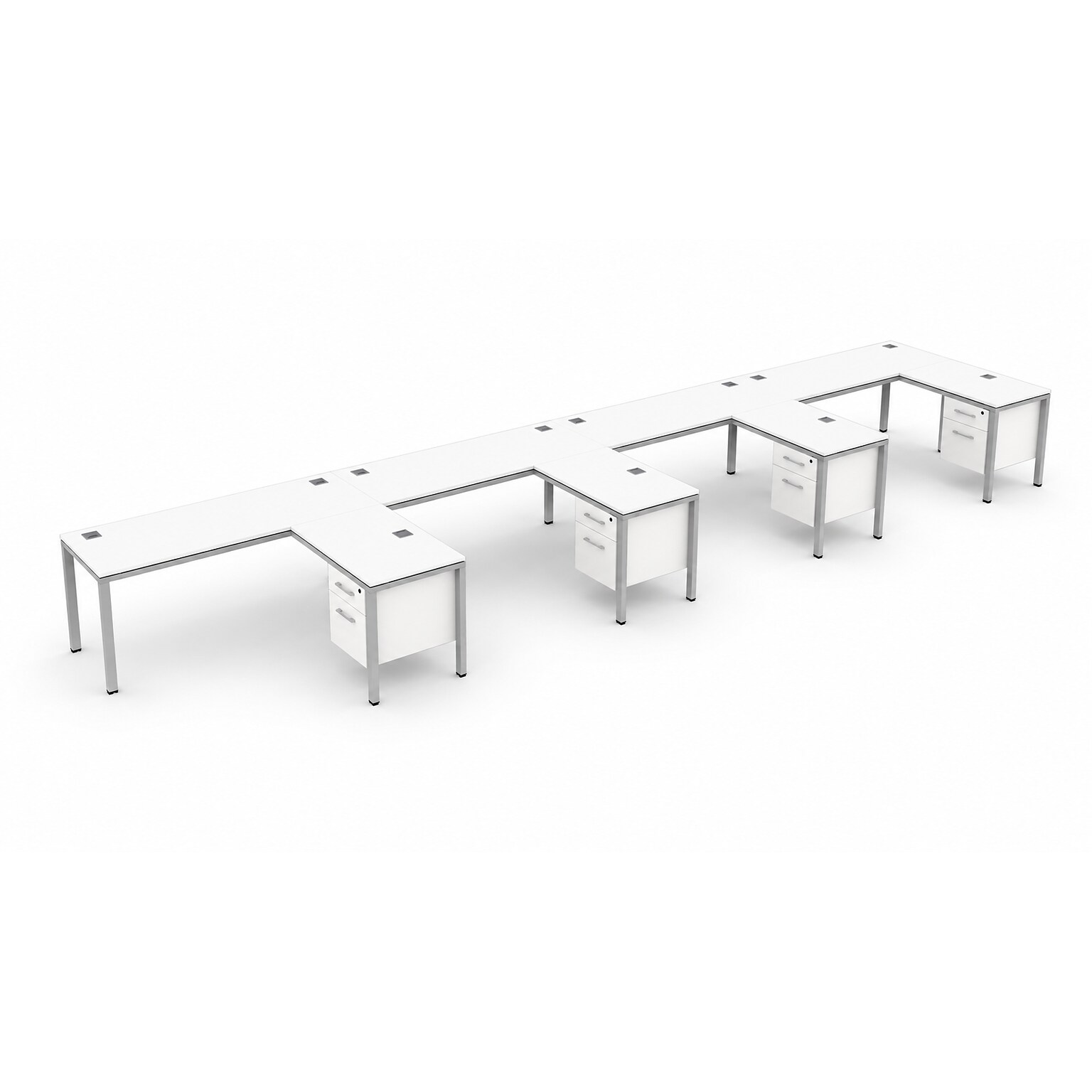 Boss Office Products Simple System 71W L-Shaped Desk, White, 4/Set (SGSD012-203-WT)
