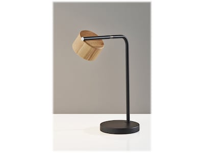 Adesso Roman LED Desk Lamp, 17", Matte Black/Natural Wood (6106-01)