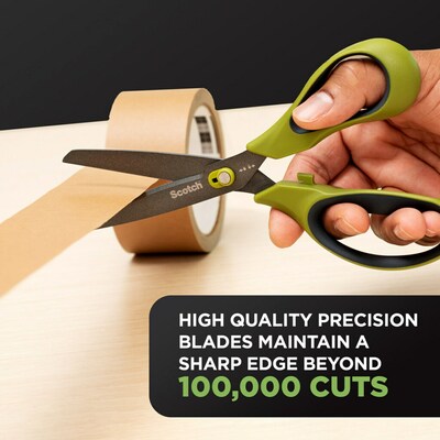 Scotch Non-Stick Unboxing 8" Scissors, Pointed Tip, Green (1488NS)