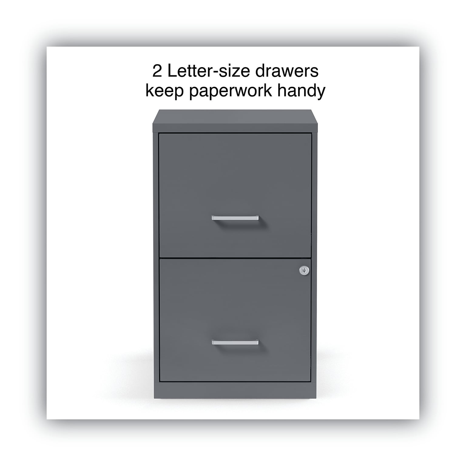 Alera® Soho 2 File-Drawer Vertical Standard File Cabinet, Letter Size, Lockable, 24.1H x 14W x 18D, Charcoal (2806760)