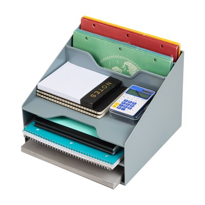 Mind Reader 5-Compartment Plastic Desk Tray, Gray (ANCHBOX5-GRY)