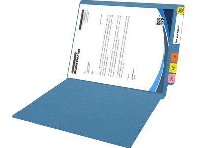 Medical Arts Press Reinforced End Tab File Folder, Straight Cut, Letter-Size, Blue, 50/Box (S-01601-BLU)