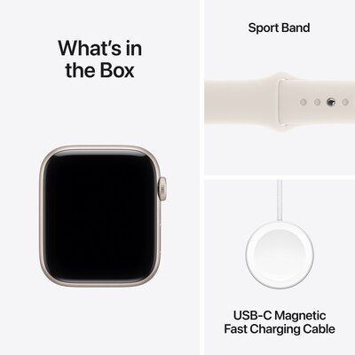 Apple Watch SE 3 GPS Smartwatch, 44mm, Starlight Aluminum Case with Starlight Sport Band, Medium/Large (MEHJ4LW/A)