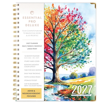 2027 Excello Brands 9.3 x 11 Weekly & Monthly Standard Planner, Paperboard Cover, Tree Seasons (ESPRO-DLX-CY27-8511-20)