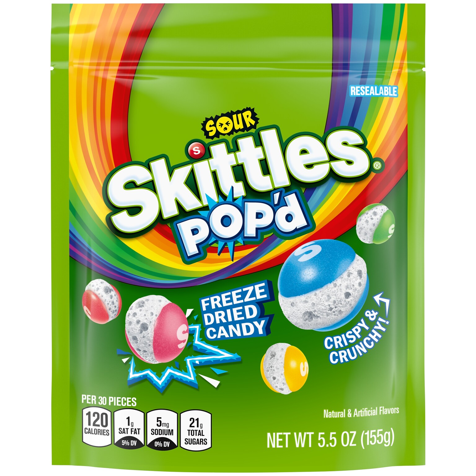 SKITTLES POPd Sour Freeze Dried Candy, Assorted Flavors, 5.5 oz. (471767)