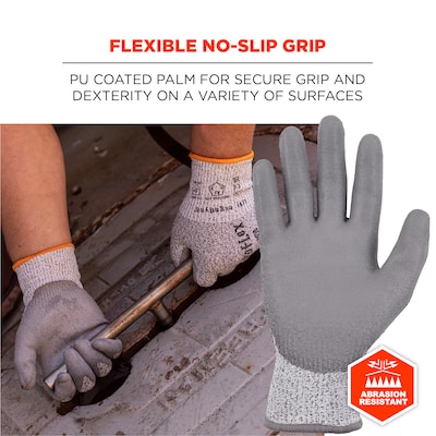 Ergodyne ProFlex 7030 PU Coated Cut-Resistant Gloves, ANSI A3, Gray, Large, 12 Pair (10454)
