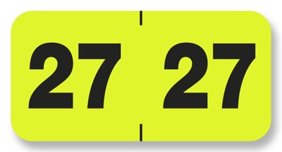 Medical Arts Press 2027 Year Label, 3/4 x 1-1/2, Yellow, 500/Roll