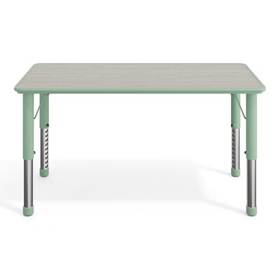 Flash Furniture Wren Rectangular Activity Table, 23.5" x 47.25", Height Adjustable, Light Gray Woodgrain/Sage (YU060RECTBSGE)