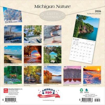 2026 BrownTrout Michigan Nature 12 x 12 Monthly Wall Calendar (9798330704583)