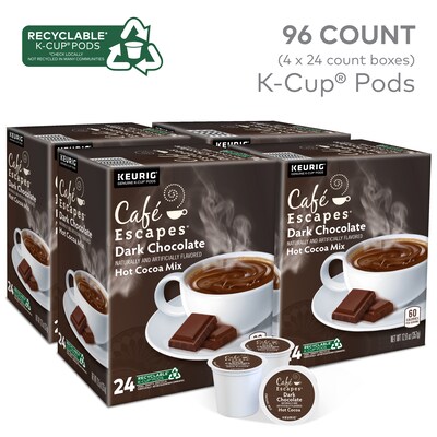 Cafe Escapes Dark Chocolate Hot Cocoa, Keurig® K-Cup® Pods, 96/Carton (6802CT)