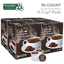 Cafe Escapes Dark Chocolate Hot Cocoa, Keurig K-Cup Pod, 96/Carton (6802CT)