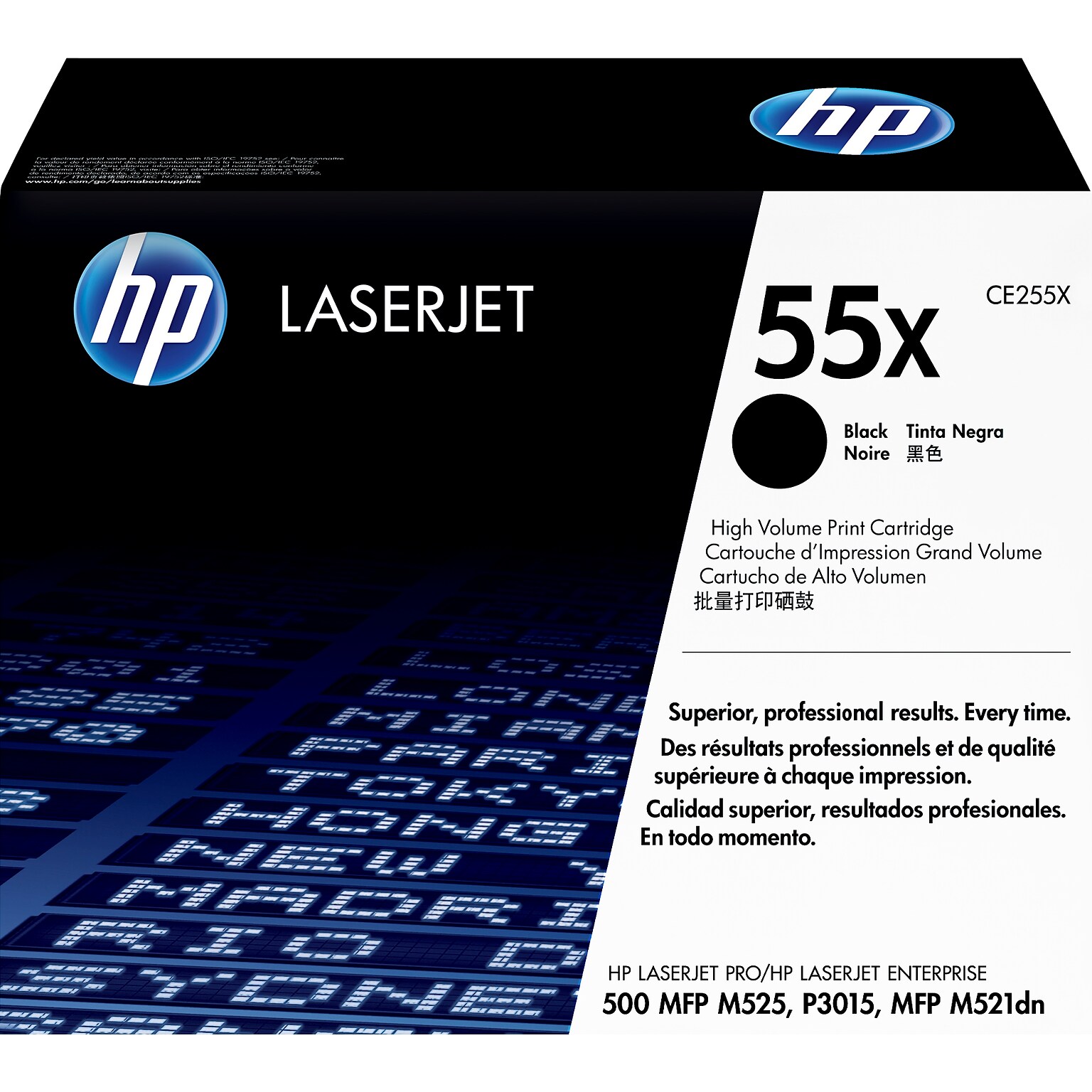 HP 55X Black High Yield Toner Cartridge, Prints Up to 12,500 Pages (CE255X)