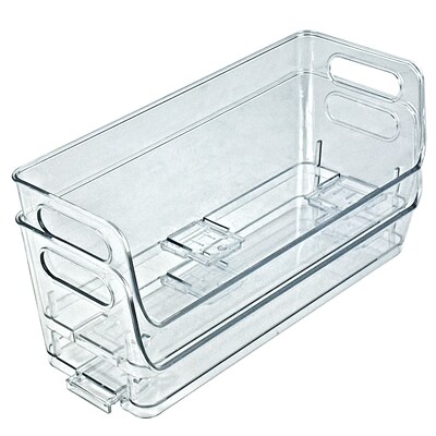 Azar Small Stackable Plastic Narrow Pantry Storage Bin, 4.37" x 12.87"x 4.5", Clear, 4/Pack (556754-4PK)