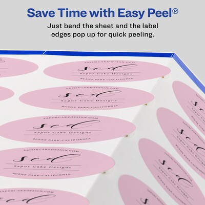 Avery Laser/Inkjet Oval Multipurpose Labels, 2" x 3.3", White, 200 Labels/Pack (94056)
