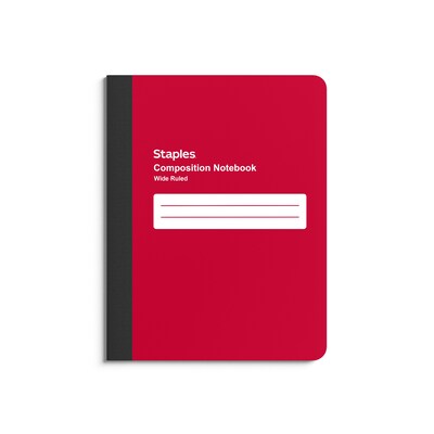 Staples Composition Notebook, 7.5 x 9.75, Wide Ruled, 80 Sheets, Red (ST55088)