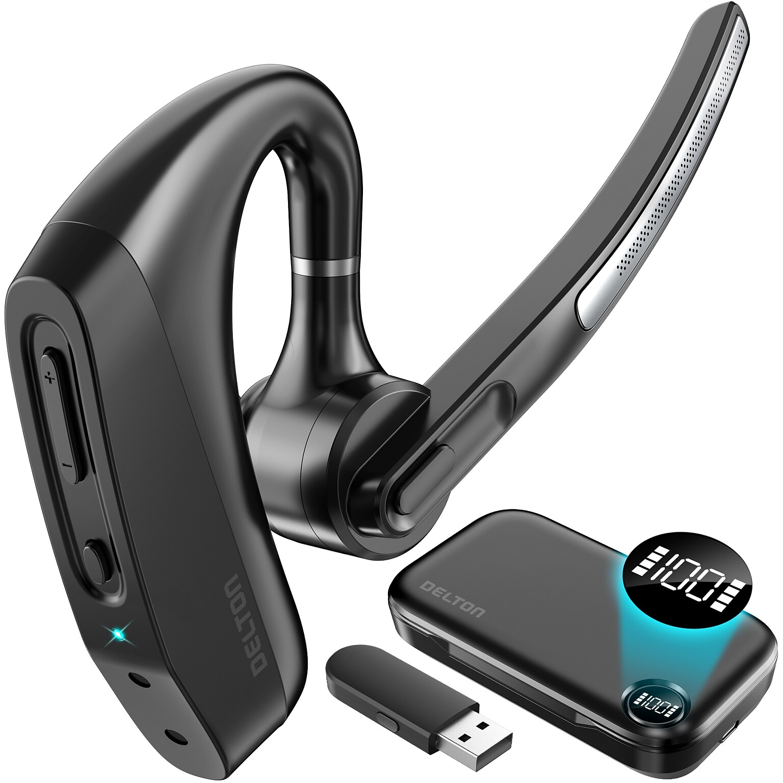 Delton K130 Wireless Noise Canceling Bluetooth Computer Earbud Headset, MS Teams, Black (DBHK130)